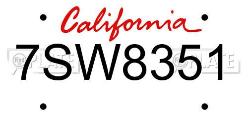 7SW8351 California License Plate