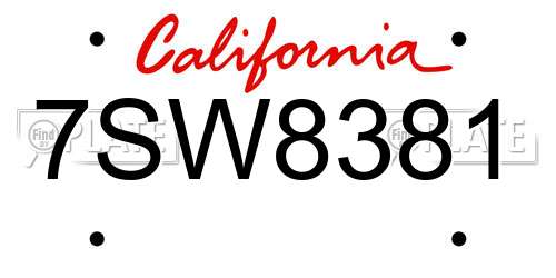 7SW8381 California License Plate