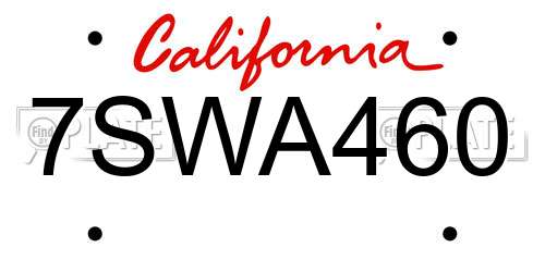 7SWA460 California License Plate