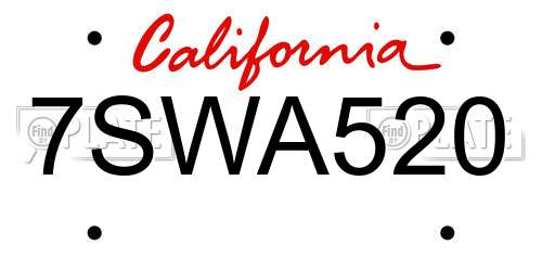 7SWA520 California License Plate