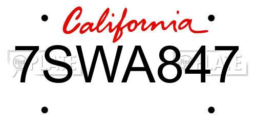 7SWA847 California License Plate