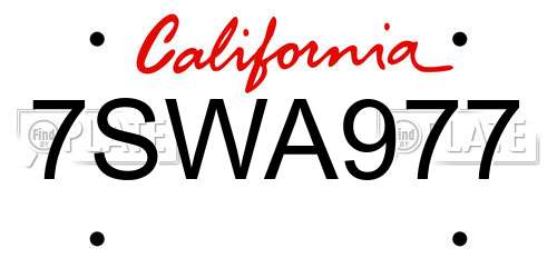 7SWA977 California License Plate