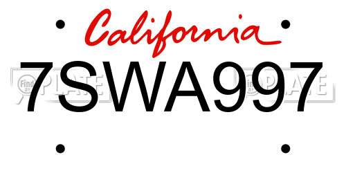 7SWA997 California License Plate
