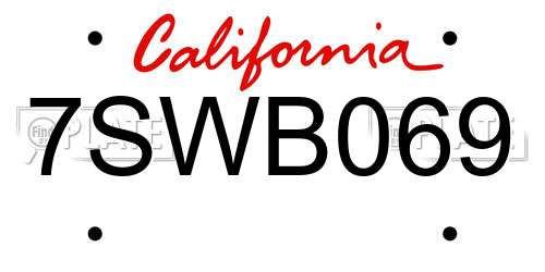 7SWB069 California License Plate