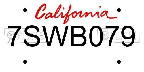 7SWB079 California License Plate