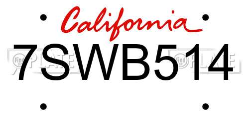 7SWB514 California License Plate