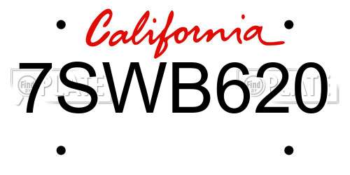 7SWB620 California License Plate
