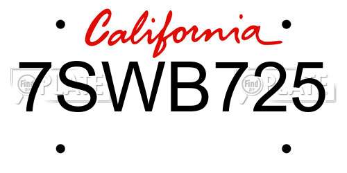 7SWB725 California License Plate