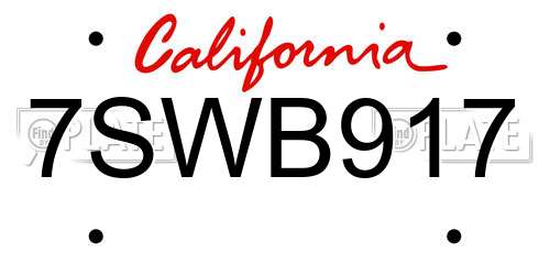 7SWB917 California License Plate