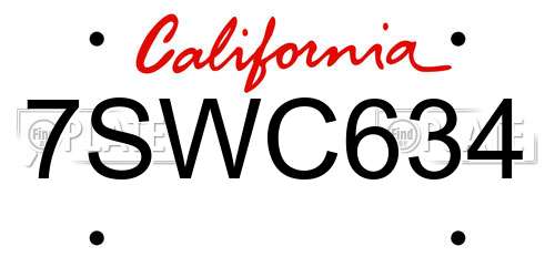 7SWC634 California License Plate