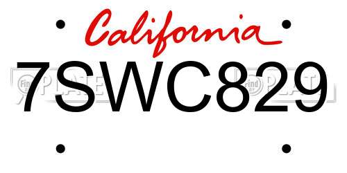 7SWC829 California License Plate