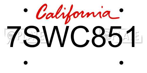 7SWC851 California License Plate
