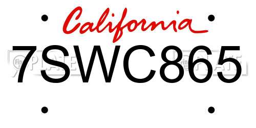 7SWC865 California License Plate