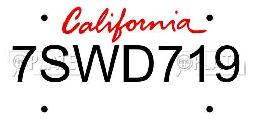 7SWD719 California License Plate