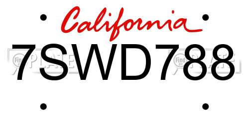 7SWD788 California License Plate