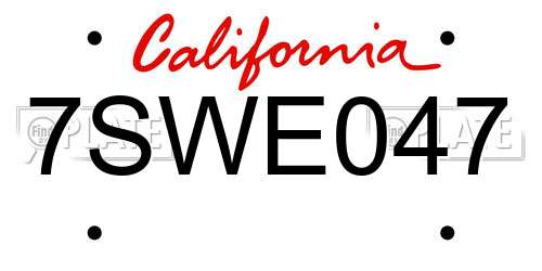 7SWE047 California License Plate