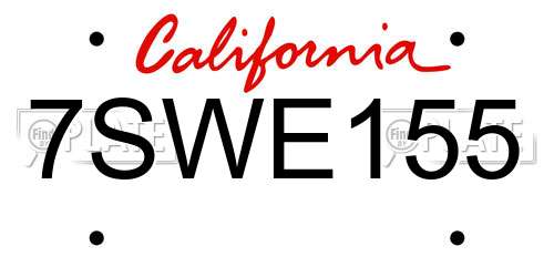 7SWE155 California License Plate
