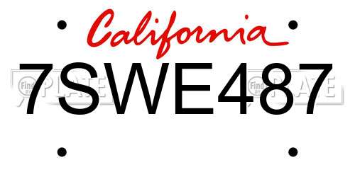 7SWE487 California License Plate