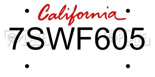 7SWF605 California License Plate
