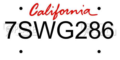 7SWG286 California License Plate