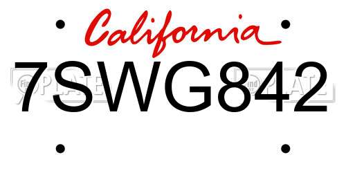 7SWG842 California License Plate