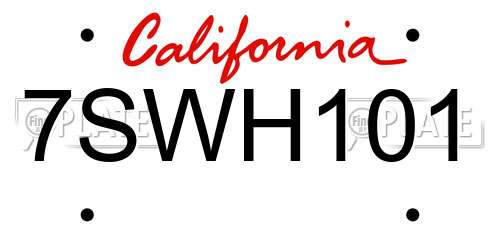 7SWH101 California License Plate