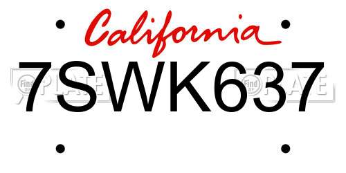 7SWK637 California License Plate