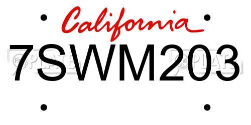 7SWM203 California License Plate