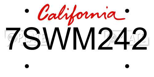 7SWM242 California License Plate