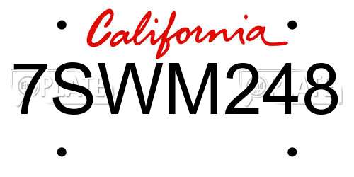 7SWM248 California License Plate