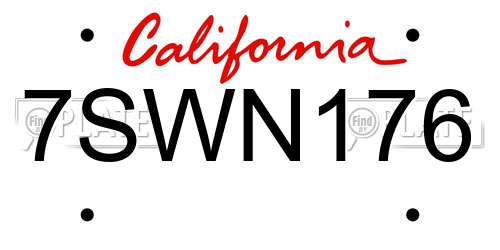 7SWN176 California License Plate