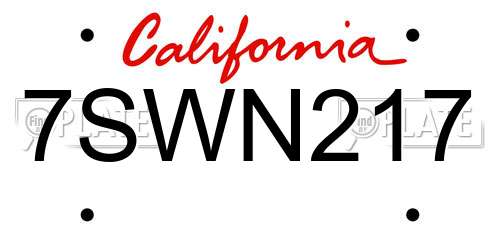 7SWN217 California License Plate