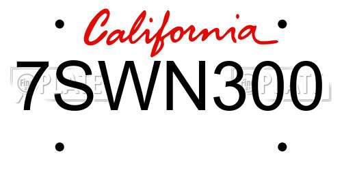 7SWN300 California License Plate