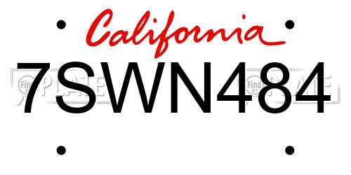 7SWN484 California License Plate