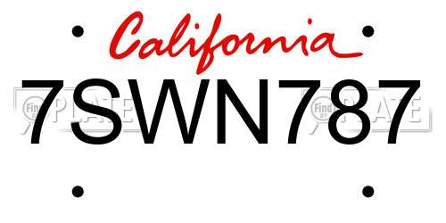 7SWN787 California License Plate