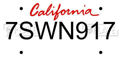 7SWN917 California License Plate