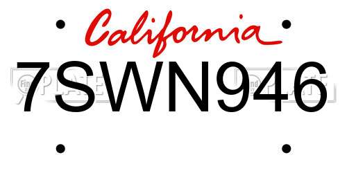 7SWN946 California License Plate
