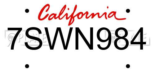 7SWN984 California License Plate