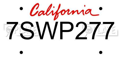7SWP277 California License Plate