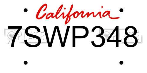 7SWP348 California License Plate