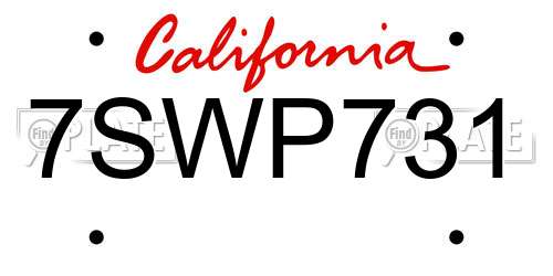 7SWP731 California License Plate