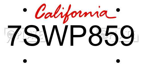 7SWP859 California License Plate