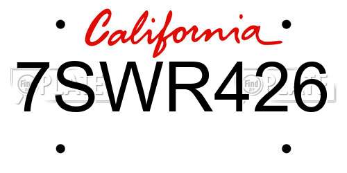7SWR426 California License Plate