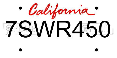 7SWR450 California License Plate