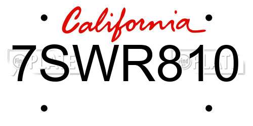 7SWR810 California License Plate