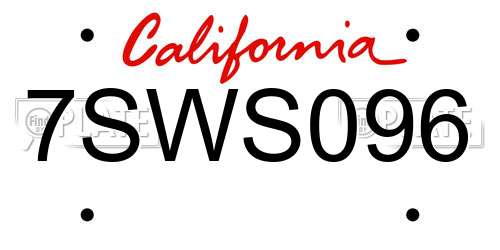 7SWS096 California License Plate