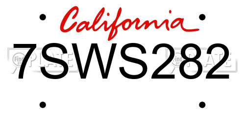 7SWS282 California License Plate
