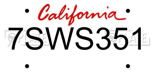 7SWS351 California License Plate