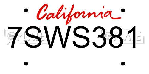 7SWS381 California License Plate