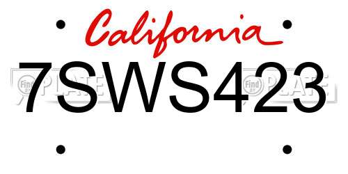7SWS423 California License Plate